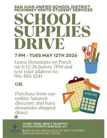School Supplies Drive flyer page 1